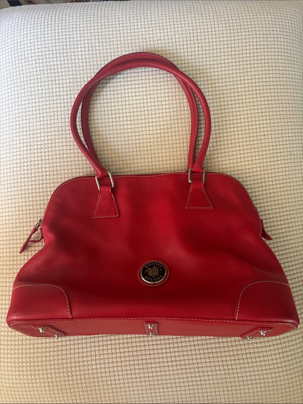 Dooney & Bourke Red Pebble Leather Shoulder Bag Authentic